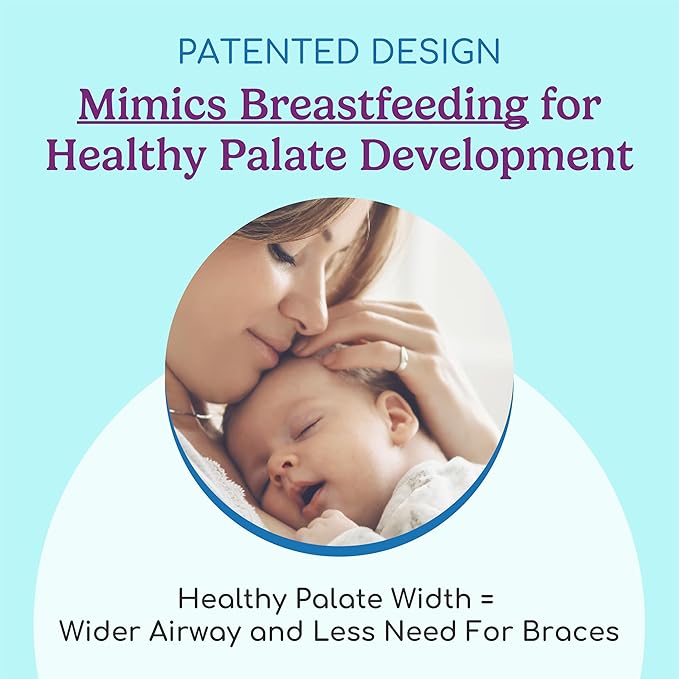 Breathe Orthodontic Baby Pacifier – Natural Oral & Facial Development – BPA-Free, Latex-Free, Pediatrician Developed – 100% Silicone 2 Pack (0-3 Months)