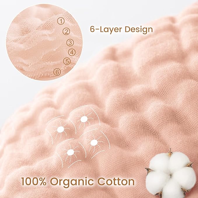 david's kids 2 Pack Hooded Baby Towels, Large 32"x32", 6 Layer 100% Muslin Cotton Highly Absorbent Girl Bath Towel for Newborn, Infant, Toddler, Soft and Breathable Baby Essentials, Floral & Butterfly
