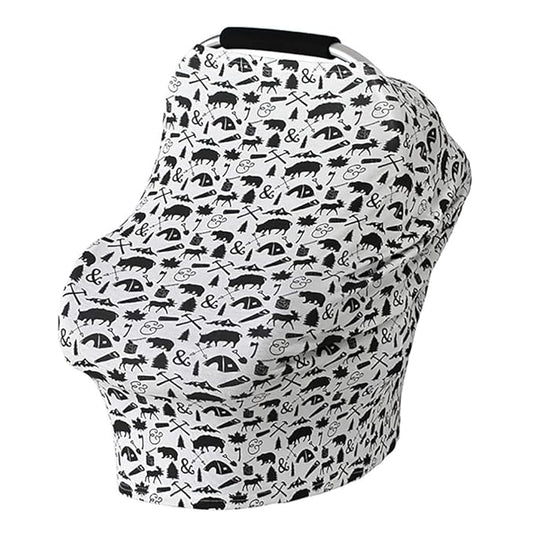 Multi-Use Nursing Breastfeeding Cover Baby Car Set Cover Canopy Shopping Cart Cover Swaddle Blanket for Infants Newborns Toddlers Shower Gift (P)
