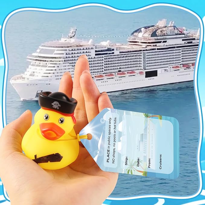 Cruise Rubber Ducks Hiding Kits Includes 15Pcs Rubber Duck 15 Cruising Ducks Tags 20 Rubbers Bands for Cruise Ship Duck Ducking Essentials