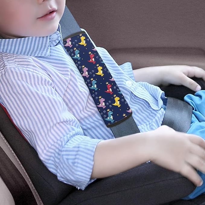 AFPANQZ Funny Cartoon Dinosaur Car Seat Belt Covers Pads for Kids Soft Seatbelt Shoulder Protectors Cushion Pad Comfy Safety Seatbelt Pads 2 Pcs Car Accessories Backpack Shoulder Cushion