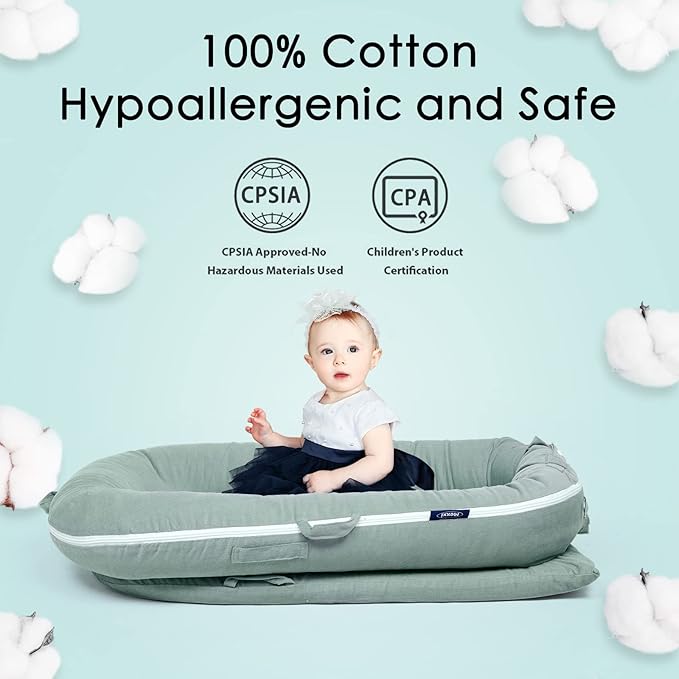 Waterproof Corduroy Lounger Cover for Dockatot Deluxe+ Docks | MEXXI Breathable Cotton Baby Lounger Extra Cover | Hypoallergenic Baby Nest Replacement Cover (Cover Only) (Sage Green)