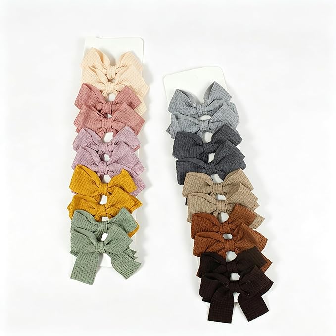 20PCS Baby Girl Dog Gift Wrap Hair Bow Clips Barrettes Multicolor Textured Bow Barrettes for Girls, Daily Wear Hair Accessories Alligator Clip for Little Girls Toddler Kids Teens
