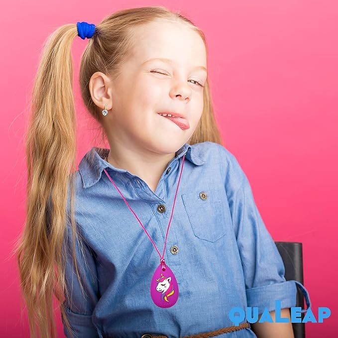 Xtra Tough Chew Necklace for Kids Girls (Exclusive) - Chewing Necklace Teething Necklace Teether Necklace Chew Toys Teething Toys - Designed for Chewing, Autism Sensory Teether Toy (2 Pack)