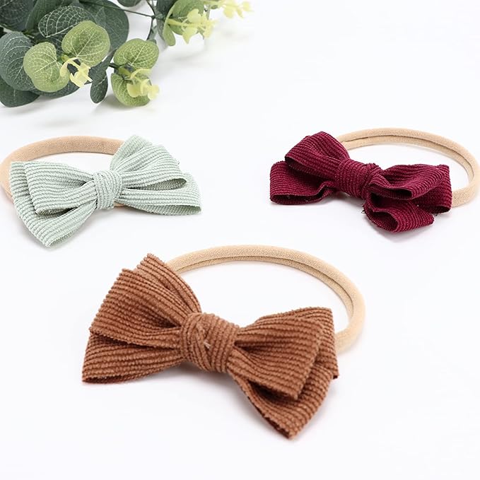 DRESHOW BQUBO Baby Girl Headbands with Bows Nylon Hairbands Handmade Hair Accessories for Newborn Infant Toddlers 10 Pack