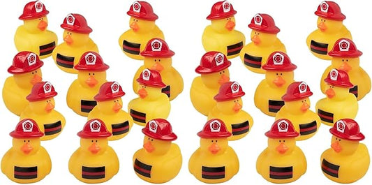 Fun Express Thin Red Line Fireman Rubber Ducks - 12 Pieces (Pack of 2)