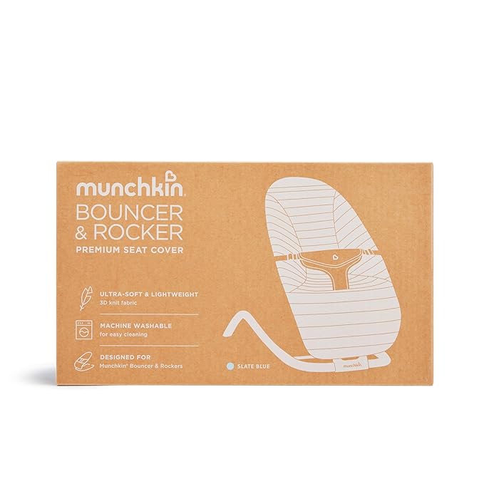 Munchkin Premium Seat Cover for Bouncer & Rocker - Soft, Machine Washable, Removable Fabric, Blue