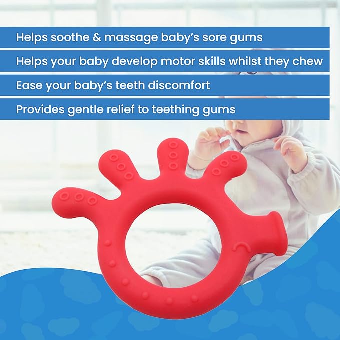Gadgetime USA Silicone Baby Finger Teether Toy - Handheld Teething Relief Toy for Babies, Toddlers, Infants, Girls & Boys - Baby Chew Toy - Stimulating & Soft Soothing Chew Toys - BPA Free