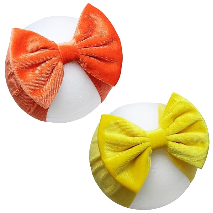 Velvet Halloween Baby Headbands Big Bows for Baby Girls Velvet Soft Hairbands Bows Wide Head Wrap Orange Hair Accessories for Newborn, Infant Toddlers 0-6Months