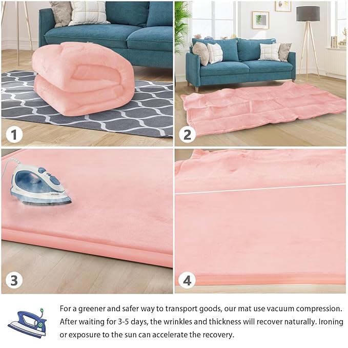 Baby Play Mat for Floor Nursery Rug Muscle Mat Area Rug Playroom Rug 79"x158" Playpen Mat Memory Foam 1.3" Thick Crawling Mat for Babies,Toddlers, Infants, Kids,Light Pink
