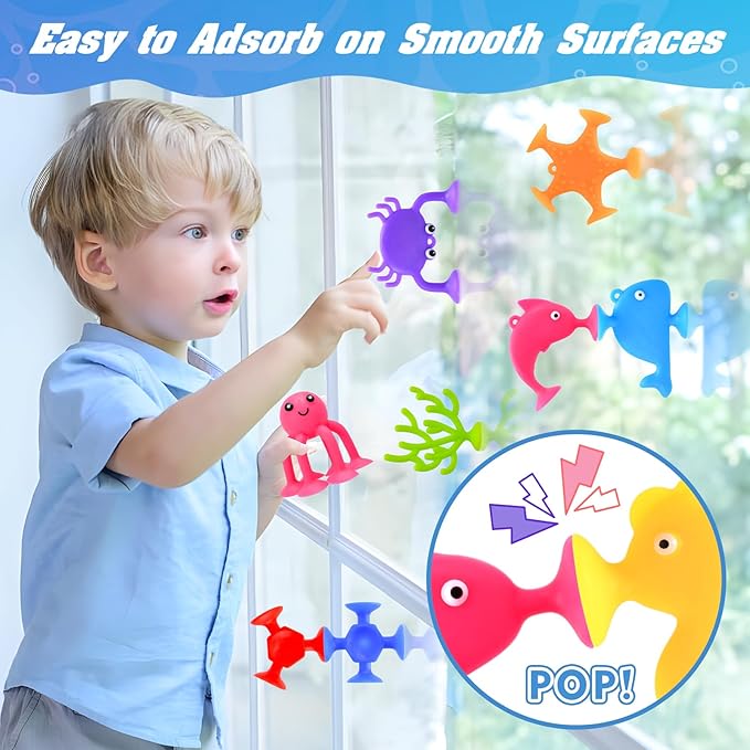 HYSZXUS Bath Toys - 27 PCS Suction Cup Toys Bathtub Toy Shower Toy for Kids Ages 4-8,Sensory Toys for 3 4 5 6 7 Year Old Boys Girls,Mold Free Bath Toy Travel Toy Easter Gifts