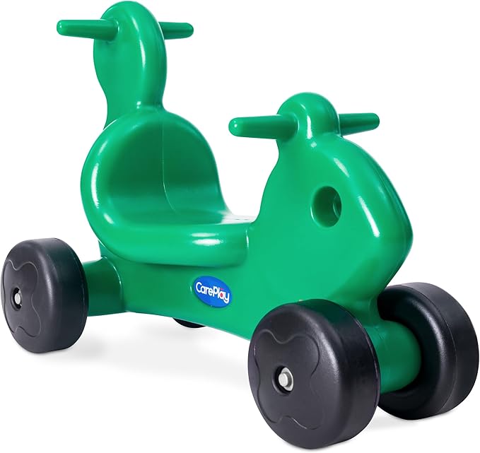 Careplay 2-in-1 Squirrel Push & Ride-on Toy, Indoor & Outdoor Use, Low Profile Seat, Recommended for Children up to 50lbs, Durable Construction, Made in The USA, Green