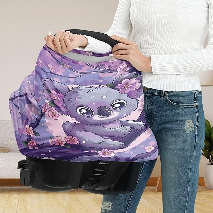 GIFTPUZZ Koala Nursing Cover for Breastfeeding Car Seat Cover All Weather Scarf Sunshade for Boys Girls Ultra-Soft Car Seat Canopy Breathable Multipurpose Light Blanket Stroller Cover
