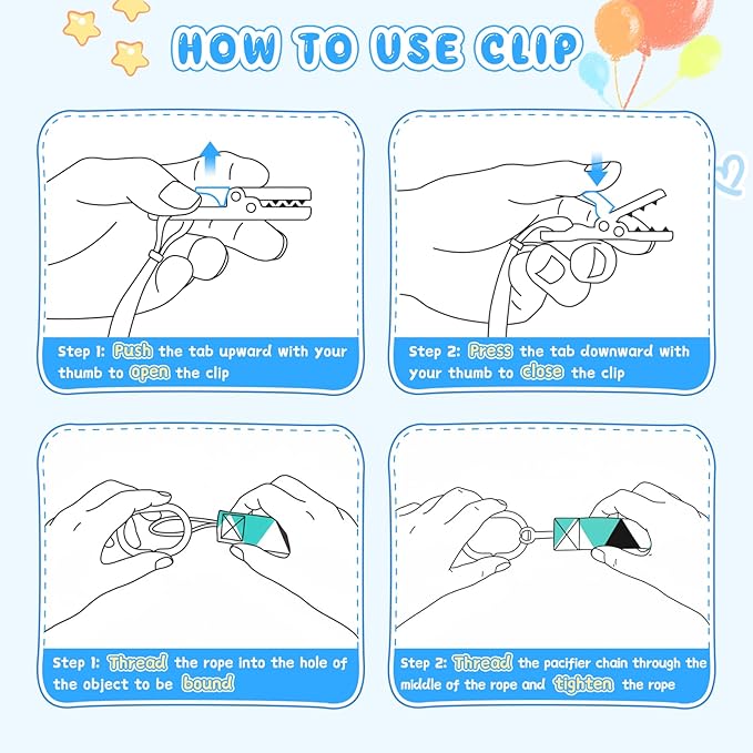 Smlpuame Pacifier Clip for Baby Boys Girl,6 Pack Stylish Binky Clips Strap,Paci Holder with Clips Universal Lightweight Fits Most Pacifiers Teeher Toy Teething Ring Soothie,Baby Gifts(Animal)