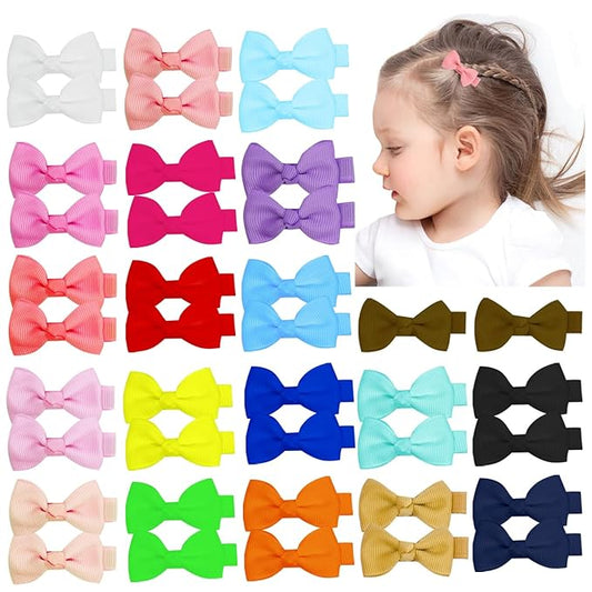 Baby Hair Bows Clips for Girls 2" Fully Lined Hair Clips Grosgrain Ribbon Alligator Clips Bows for Baby Girls Infants Toddlers 40pcs