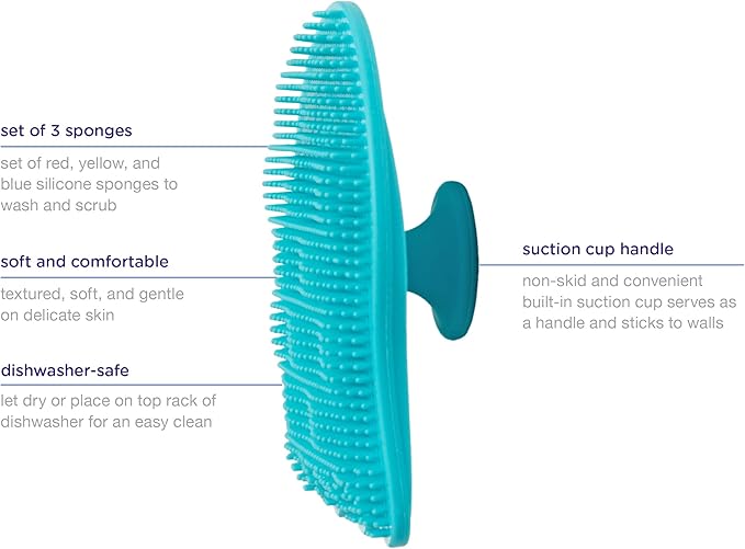 Ubbi Baby Cradle Cap Brush Silicone Brush Set, 3 Pack Soft Newborn & Infant Scalp Brushes for Gentle Bath Cleaning, BPA Free, Exfoliating Baby Bath Accessories