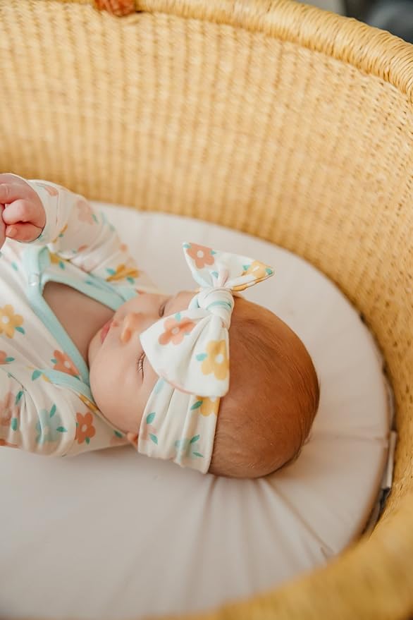 Copper Pearl Baby Bows: Stylish Headbands for Baby Girls, Premium Soft and Stretchy Baby Headbands, Perfect for Newborns, Trendy Designs - Daisy