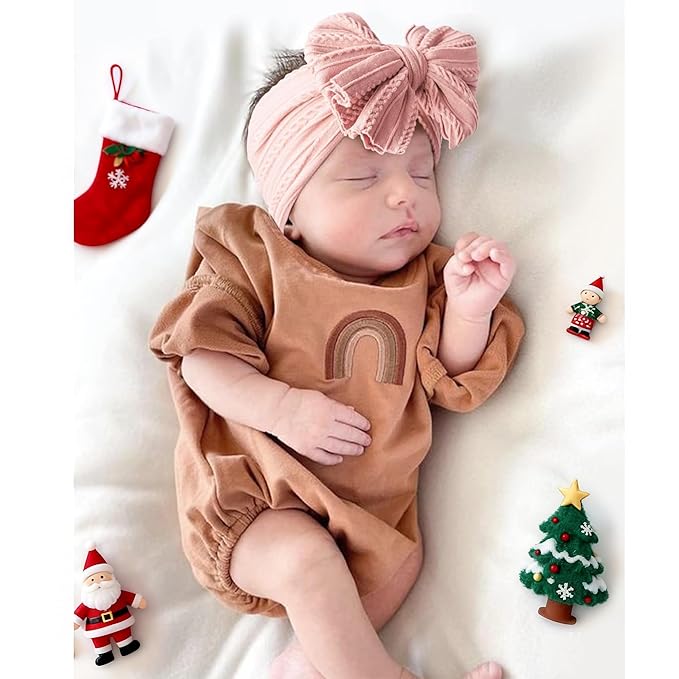Niceye Handmade Baby Headbands Soft Stretchy Nylon Hair Bands with Bows for Newborn Infant Baby Toddler Girls- Pack of 6