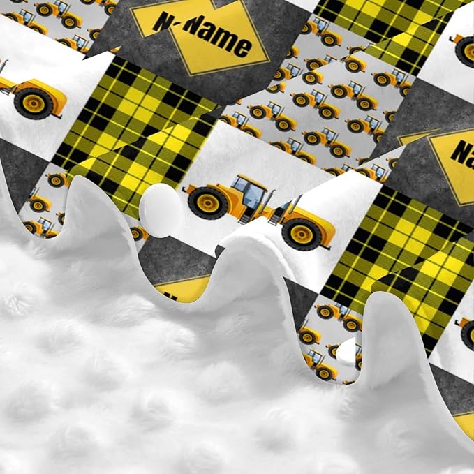 Personalized Tractor Yellow Baby Car Seat Canopy for Babies with Name, Custom Car Seat Covers for Baby Boys, Peekaboo Opening Minky Nursing Cover Infant Car Seat Canopies for Newborn