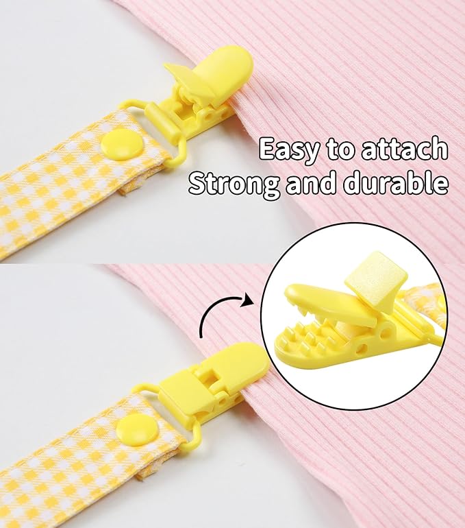 CutiePlusU Adult Pacifier Clip Adult Size Pacifier Holder Clip 4 Pack- Dinosaur Baby