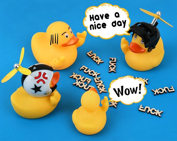 Middle Finger Rubber Ducks 3" Funny Rubber Ducks Giving Two Middle Fingers for Ducking Cool Dashboard Decorations Car Accessories