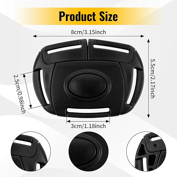 Stroller Harness Buckle Replacement Compatible with Diono Stroller & Car Seat, Safety Harness Clip for Babies, Toddlers & Kids (Buckle Only，Black 1 Pack)