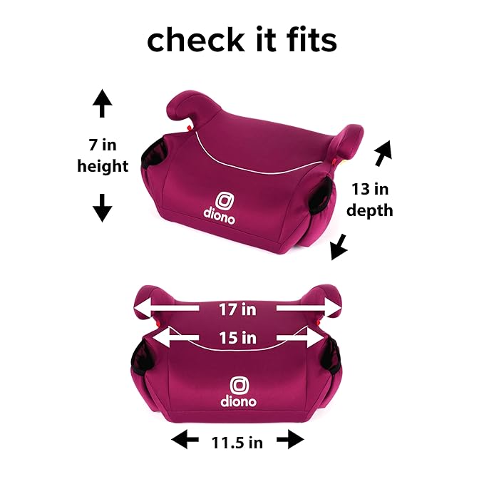 Diono Solana, No Latch, Pack of 2 Backless Booster Car Seats, Lightweight, Machine Washable Covers, Cup Holders, Pink