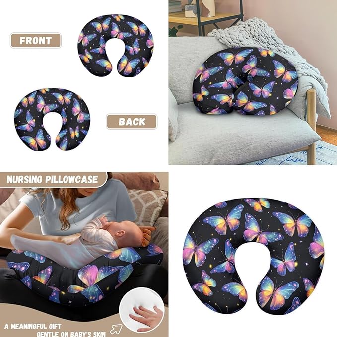 Butterflies Basket Covers & Nursing Pillow Cover for Baby Dreamy Newborn Registry & Shower Gift for Boys Girls Breathable Washable Not Easy to Fade
