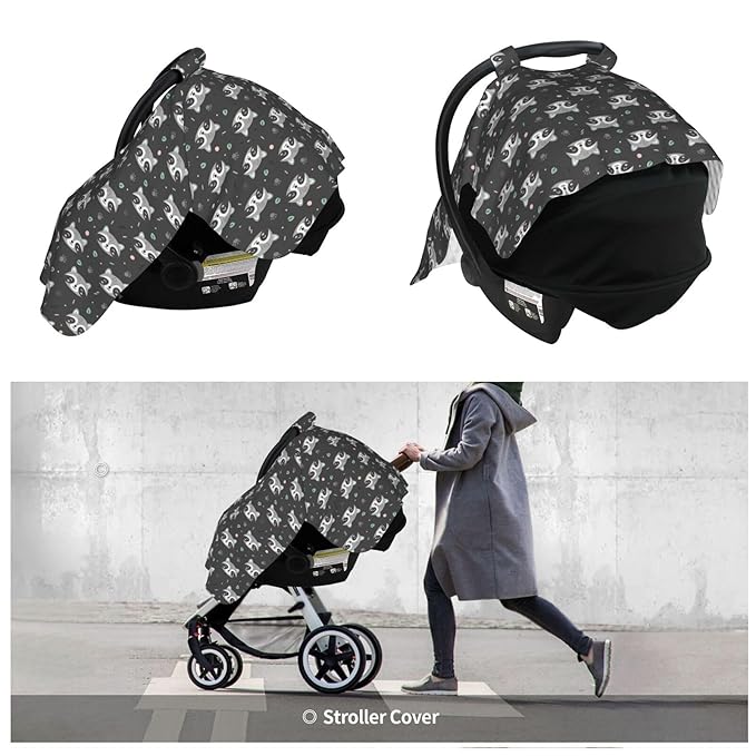 Cartoon Raccoon Baby Car Seat Canopy Nursing Cover for Newborn Car Seat Breastfeeding Covers Blanket Newborn Shower Gift