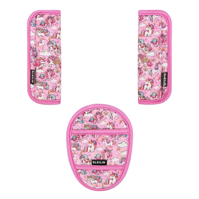 3 Pcs Car Seat Straps Shoulder Pads Suit for Kids : Ultra-Soft Child Car Seat Strap Covers, Kids Car Seat Strap Pads, Cute Plush Printed Seat Belt Covers, Hip Support, for Pushchair, Baby Stroller