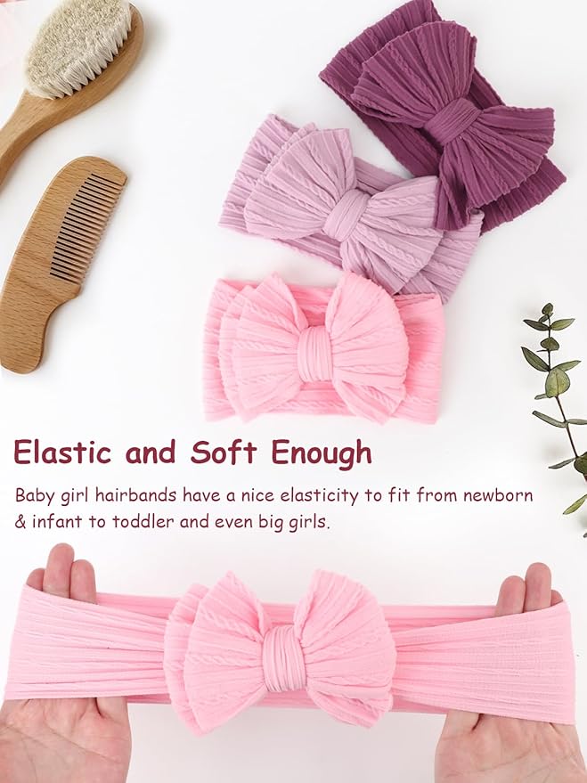 AQOKKA Baby Bows Headbands Nylon Baby Girl Headbands Soft Handmade Hairbands Toddler Hair Accessories for Girls Baby Newborn Infant Kids