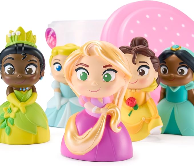 Disney Store Official Disney Princess Bath Toys Set - Includes 5 Detailed Toys with a Straining Storage Bucket - Bath Time Fun & Water Play Set for Kids