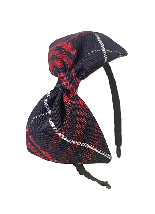 ClassExceed School Headband, Plaid bow headband, back to school, available in variety of school plaids (Plaid 36 Navy and Red plaid Plaid, Regular)