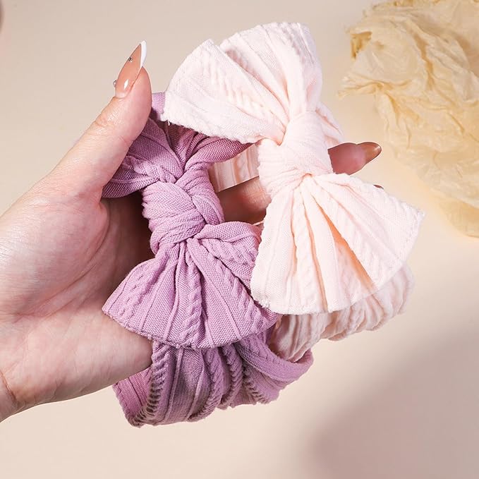 ALinmo 12PCS Baby Nylon Headbands Hairbands Hair Bow Elastics for Baby Girls Newborn Infant Toddlers Kids Colorful