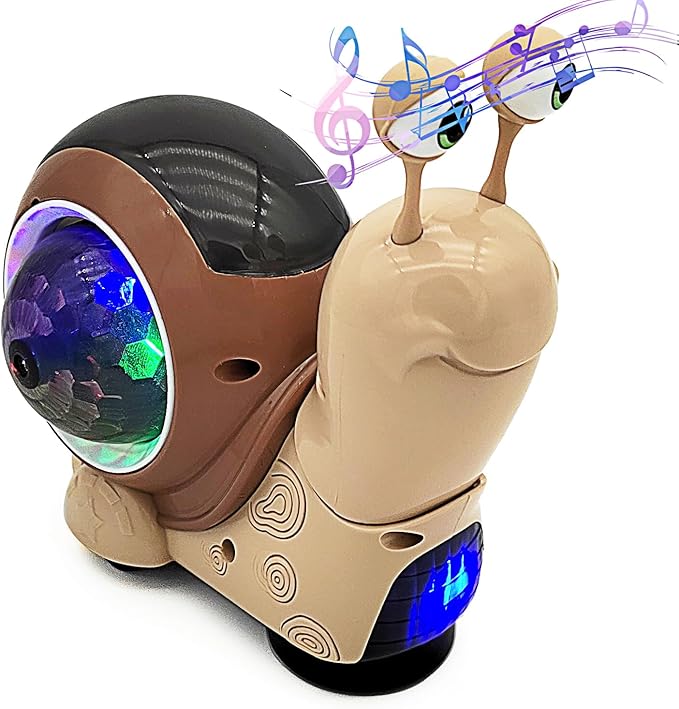 Tipmant Baby Toddler Electric Snail Toy Cute Electronic Animal Crawl, Play Music, Luminous Light Kids Birthday (Brown)