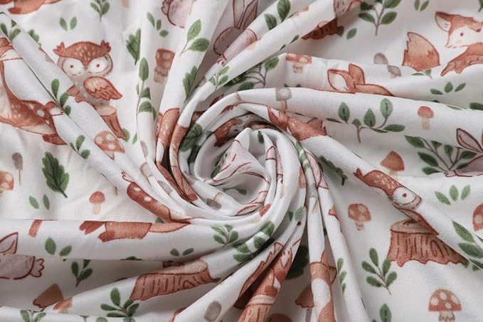Stretchy Fitted Crib Sheets Set 2 Pack Portable Crib Mattress Topper for Baby Girl Boy,Ultra Soft Jersey Material, Brown & Fox