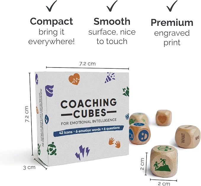 metaFox Coaching Cubes for Emotional Intelligence - 9 Cubes with Coaching Questions for Emotion, Personal Development - Use as Therapy Tools, Story Cubes, Conversation Cubes, Therapy Games