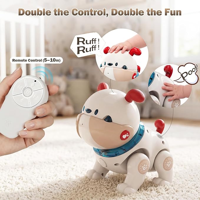 Baby Toys for 6-12 Months: Musical Crawling Dog Toy with Dancing, Recording & Lights, First Birthday Gift for Boys & Girls, Tummy Time Sensory Toy for Toddlers 1-3