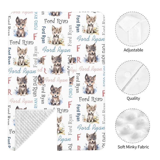 Personalized Winter Car Seat Covers for Babies with Name Wolf Minky Baby Car Seat Cover for Boys Girls Custom Infant Carseat Covers Baby Blanket Nursing Cover Breastfeeding Scarf