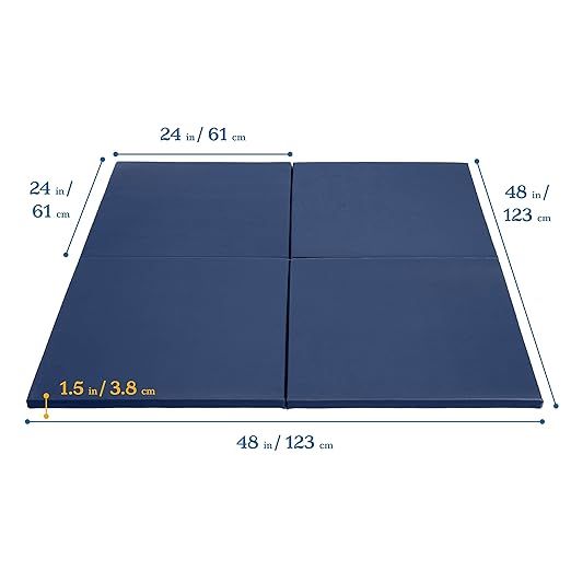 ECR4Kids SoftZone Play Patch Activity Mat Squares, Modular Playmat, Navy, 4-Pack
