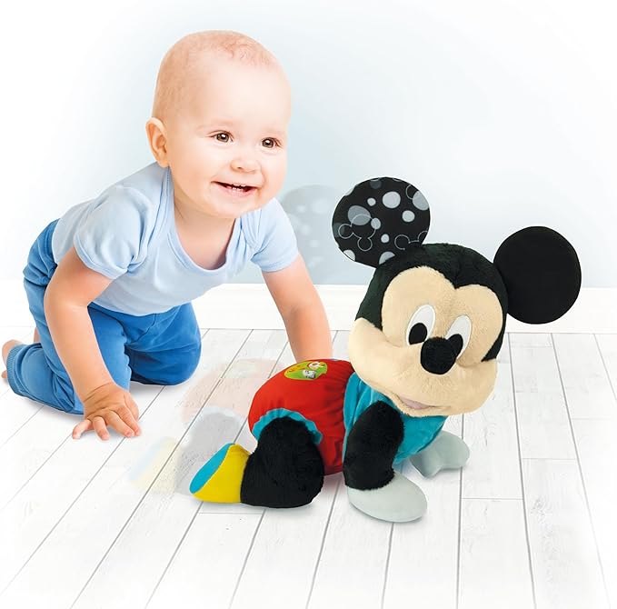 Clementoni Disney Baby Mickey Cat with Me - Plush Animal Disney Italian Speaking, Songs and Children's Rhymes, Children's Play 6 Months to Crawl, First Steps, Music Activity Center, 17991