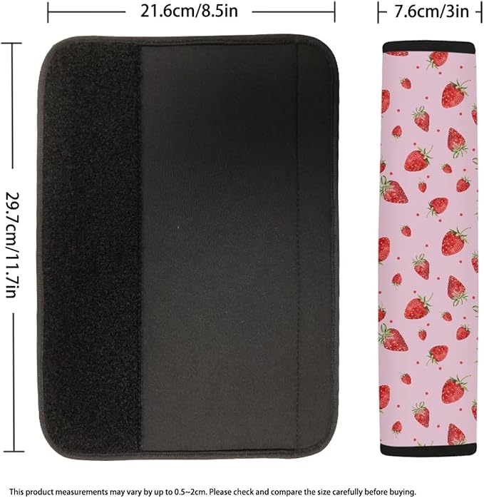 UNICEU Pink Strawberry Printed Neoprene Car Seatbelt Cushion Coversfor Women,Strawberry Car Accessories Seat Belt Covers Shoulder Pads Seatbelt Strap Cover for Cars,Backpack Shoulder Strap