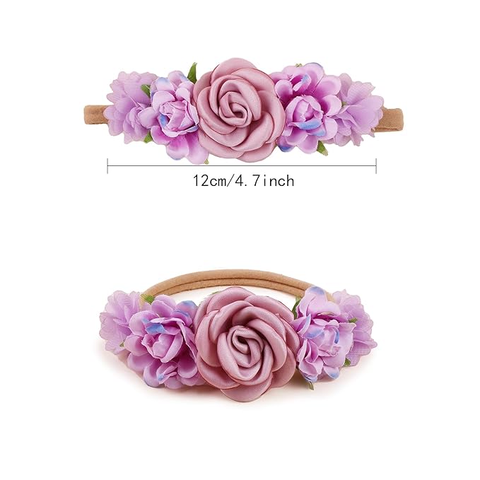 New Model Baby Girl Nylon Headbands Nylon Flower Elastic Hairbands 3pcs Hair Accessories Gift for Newborn Infant Toddlers (BF-XKFD008)