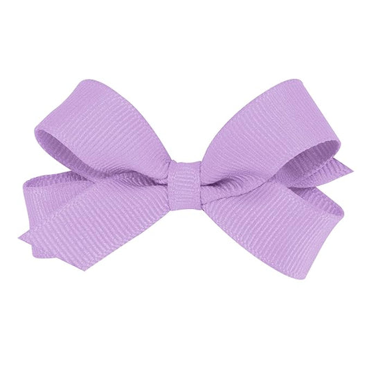 Wee Ones Girls' Classic Grosgrain Hair Bows with Plain Wrap Center, No-Slip Hair Clip, Handmade, Light Orchid, Tiny