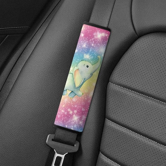 AFPANQZ Cute Cartoon Elephant Car Seat Belt Covers Kids Soft Safety Seatbelt Pad Cushion Soft Durable Daiper Bag Backpack Shoulder Straps Pads Auto Seatbelt Shoulder Cushion Covers Bright
