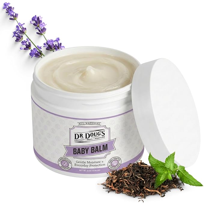 Dr. Doug's Baby Balm (Large Jar, 8 oz) - Gentle Organic Moisturizing Skin Care for Baby's Sensitive Skin with Natural Zinc Oxide for Sun Protection