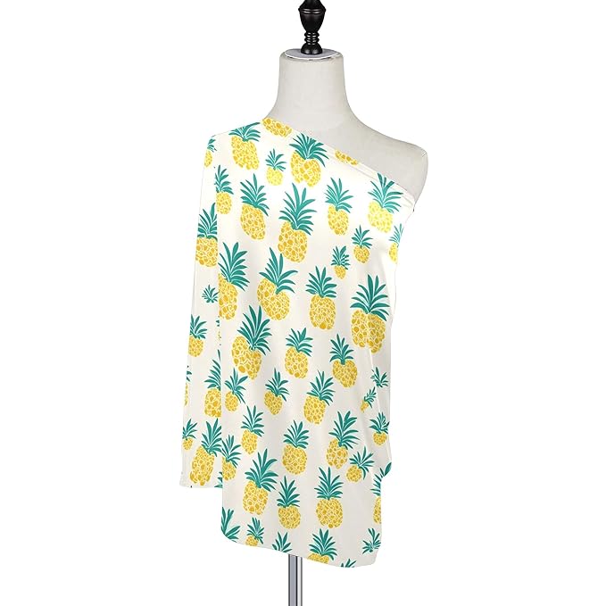 Qilmy Pineapple Pattern Baby Car Seat Cover, Multi-Use Breathable Breastfeeding & Stroller Cover, Shower Gift for Boys & Girls