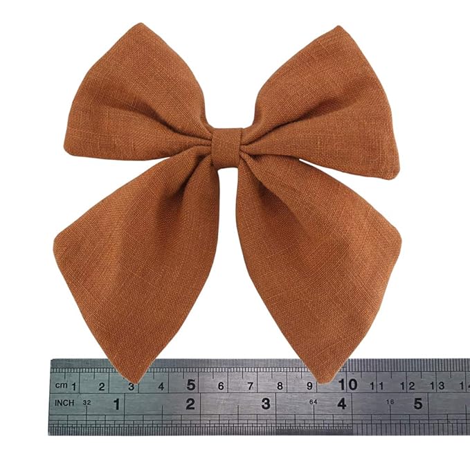Original Linen Bow Hair Clips Girls Women Large Sailor Bows Baby and Mom Hair Alligator Clips White Navy Neutral Bow