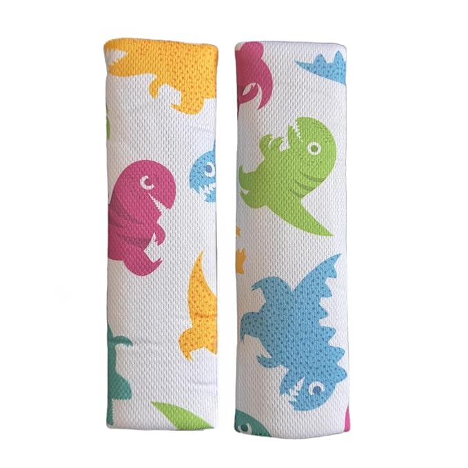 Baby Seat Belt Strap Cover, 2 Pcs Kids Car Seat Belt Cushions Pads, Shoulder Strap Protectors for Girls Boys (Dinosaur 12A)