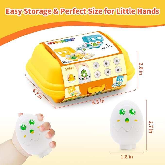MOONTOY Easter Eggs Toy Toddler Learning Toys for 1 2 3 Year Old Girl Boy Birthday Gift Educational Montessori Matching Egg Shape Sorter Color Baby Toys 12-18 Months Easter Basket Stuffers